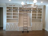 White Custom Bookcase with Rolling Library Ladder in Frisco Texas