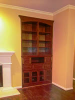 Stained Red Oak Custom Bookcase in Corinth Texas