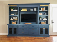 Dark Blue Custom Entertainment Center Cabinets in Allen Texas