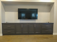 Dark Gray Custom TV Console Cabinets in Robson Ranch Texas