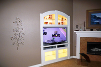 White Arch Top Custom Entertainment Center Cabinets in Little Elm Texas