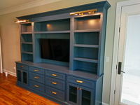 Dark Blue Custom Entertainment Center Cabinets in Allen Texas