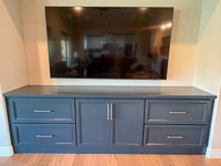 Dark Blue Custom TV Console Cabinets in Robson Ranch Texas