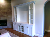 White Custom Entertainment Center Cabinets in Frisco Texas