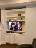White Custom Entertainment Center Cabinets in Highland Village Texas