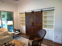 Custom Entertainment Center Cabinets with Barn Doors in Denton Texas
