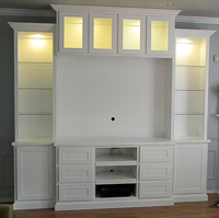 White Custom Entertainment Center Cabinets in Fort Worth Texas