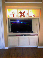 Pickled Oak Custom Entertainment Center Cabinets in Corinth Texas