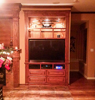 Red Oak Custom Entertainment Center Cabinets in Carrolton Texas