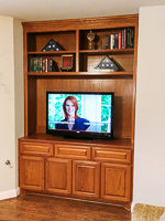 Red Oak Custom Entertainment Center Cabinets in Argyle Texas