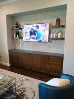 Stained Maple Custom TV Console Cabinets in Robson Ranch Texas