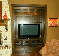 Rift Sawn Red Oak Custom Entertainment Center Cabinets in Carrolton Texas