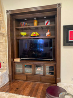 Rift Sawn Red Oak Custom Entertainment Center Cabinets in Carrolton Texas