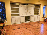 Custom Entertainment Center Cabinets with Barn Doors in Denton Texas
