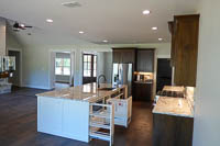 Stained Red Oak Custom Kitchen Cabinets White Island in Valley View Texas