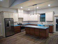 White Paint and Stained Red Oak Custom Kitchen Cabinets in Valley View Texas