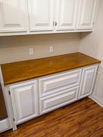 White Paint Custom Kitchen Cabinets with Maple Butcher Block Top in Denton Texas