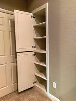 white custom linen cabinet in Sanger Texas