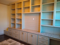 Antique White Custom Home Office Cabinets in Northlake Texas