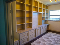 Antique White Custom Home Office Cabinets in Northlake Texas