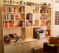 White Custom Home Office Cabinets with Inset Doors in Flower Mound Texas