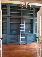 Custom Home Office Cabinets with Library Ladder in McKinney Texas