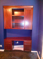 Stained Red Oak Custom Home Office Cabinets in Flower Mound Texas