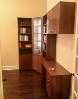 Stained Red Oak Custom Home Office Cabinets in Flower Mound Texas