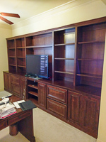 Stained Maple Custom Home Office Cabinets in Denton Texas